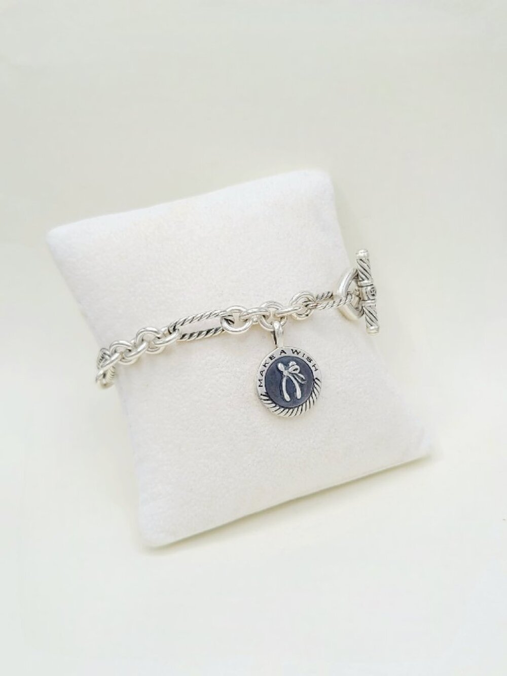 David Yurman Make a Wish Figaro Chain Bracelet in Sterling Silver - Medium RARE